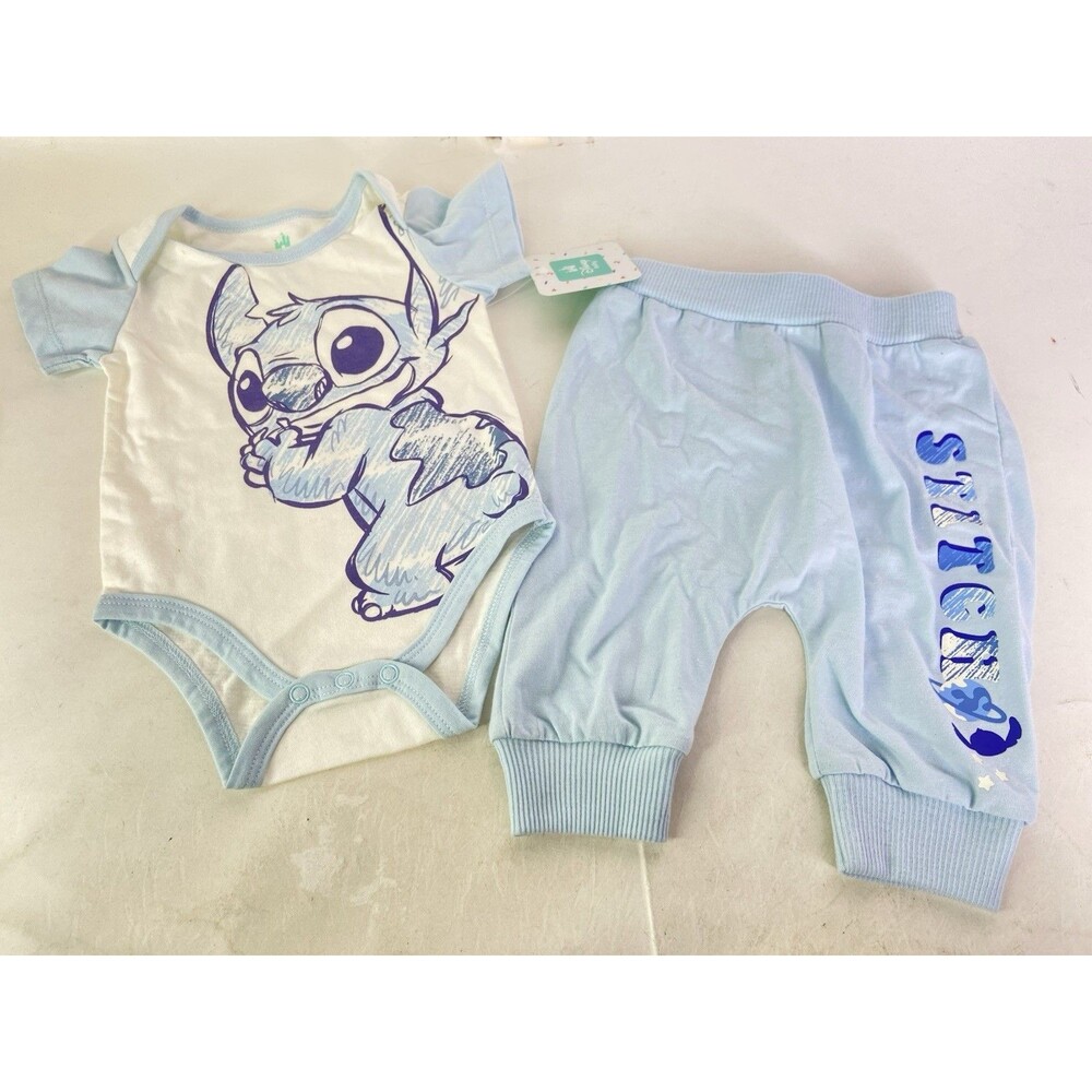 Disney Lilo & Stitch 2 Piece Bodysuit Pants Set Outfit Baby Boys Size 3-6 Months
